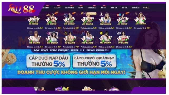 Nhà cái Mu88 cung cấp 13 sảnh cược Casino